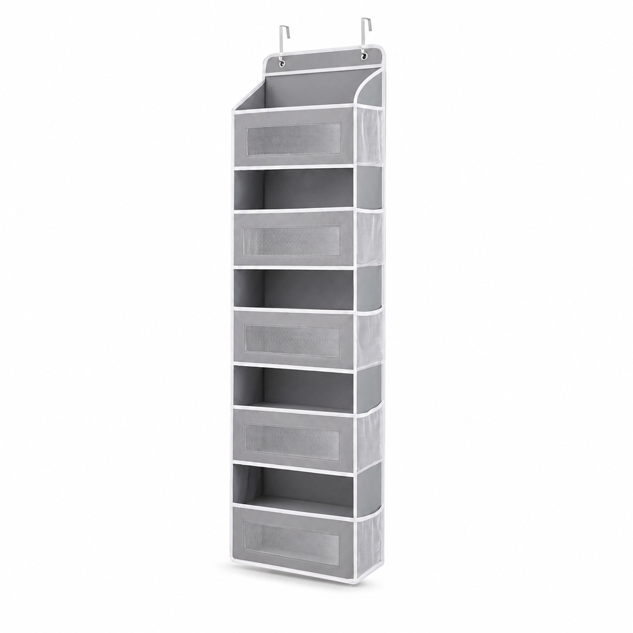 Hanging Storage Organizer, Over-the-Door Fabric Shelf, Gray