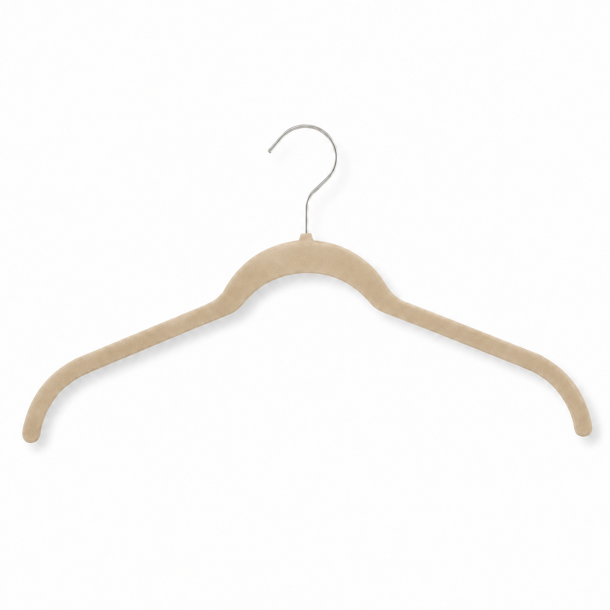Velvet Non-Slip Hangers, Flocked Clothing Hangers, Beige