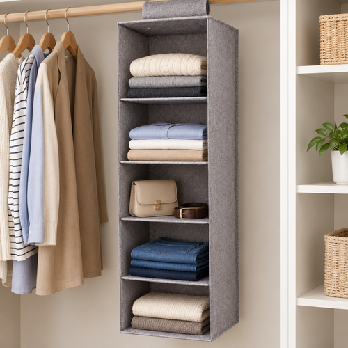 Hanging Closet Organizer, Multi-Layer Fabric Shelf Organizer, Foldable